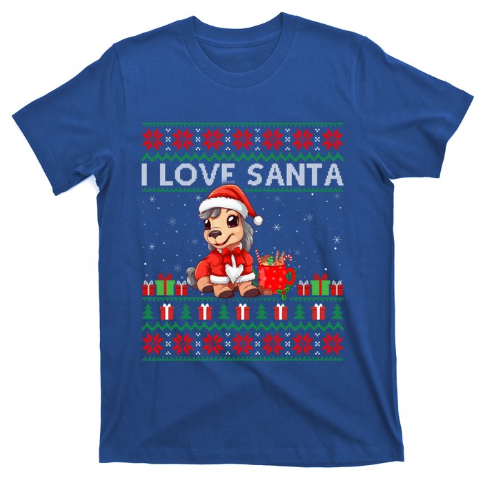 Ugly Xmas Holiday Horse I Love Santa Horse Christmas Gift T-Shirt