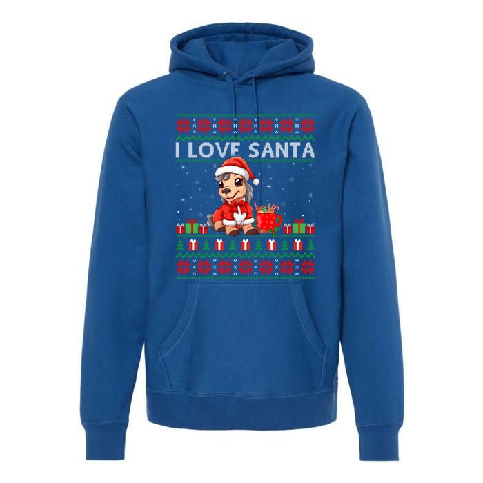 Ugly Xmas Holiday Horse I Love Santa Horse Christmas Gift Premium Hoodie