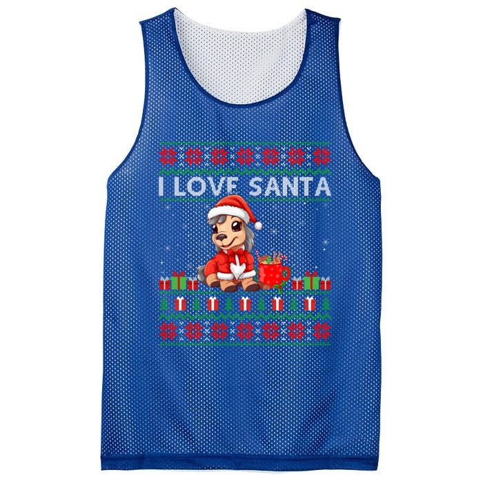 Ugly Xmas Holiday Horse I Love Santa Horse Christmas Gift Mesh Reversible Basketball Jersey Tank