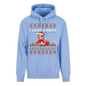 Ugly Xmas Holiday Horse I Love Santa Horse Christmas Gift Unisex Surf Hoodie