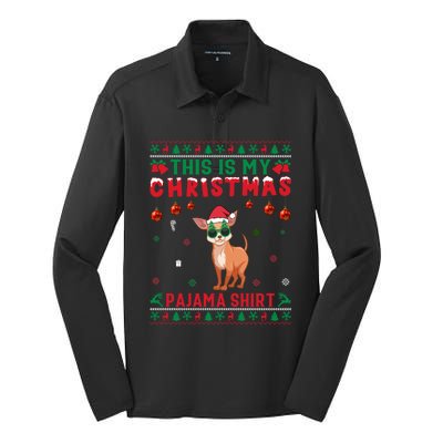 Ugly Xmas Holiday This Is My Chihuahua Dog Christmas Pajama Cute Gift Silk Touch Performance Long Sleeve Polo