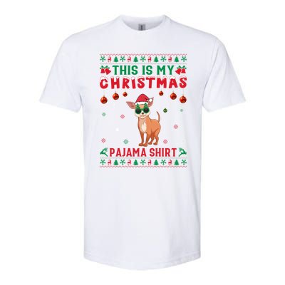 Ugly Xmas Holiday This Is My Chihuahua Dog Christmas Pajama Cute Gift Softstyle CVC T-Shirt