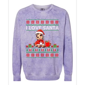 Ugly Xmas Holiday Horse I Love Santa Horse Christmas Gift Colorblast Crewneck Sweatshirt