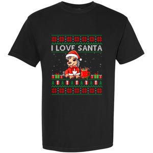 Ugly Xmas Holiday Horse I Love Santa Horse Christmas Gift Garment-Dyed Heavyweight T-Shirt