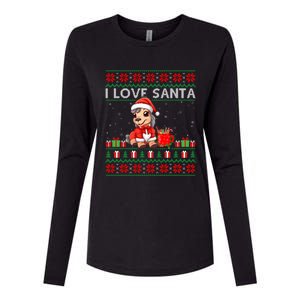 Ugly Xmas Holiday Horse I Love Santa Horse Christmas Gift Womens Cotton Relaxed Long Sleeve T-Shirt