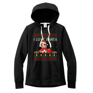 Ugly Xmas Holiday Horse I Love Santa Horse Christmas Gift Women's Fleece Hoodie