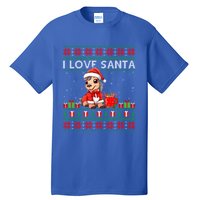 Ugly Xmas Holiday Horse I Love Santa Horse Christmas Gift Tall T-Shirt