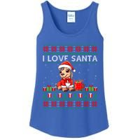 Ugly Xmas Holiday Horse I Love Santa Horse Christmas Gift Ladies Essential Tank