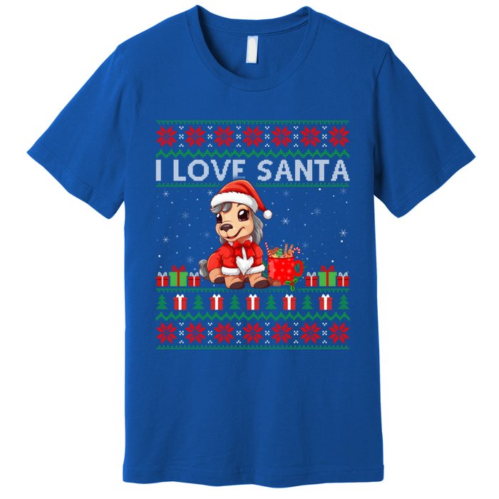 Ugly Xmas Holiday Horse I Love Santa Horse Christmas Gift Premium T-Shirt