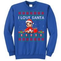 Ugly Xmas Holiday Horse I Love Santa Horse Christmas Gift Tall Sweatshirt