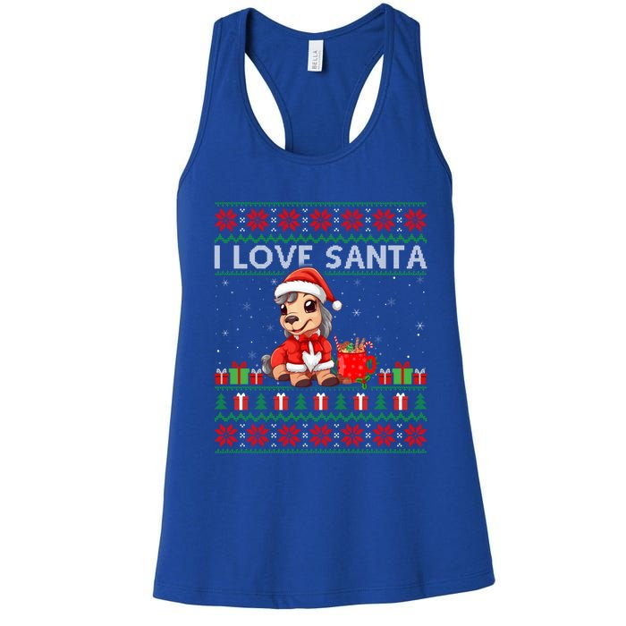 Ugly Xmas Holiday Horse I Love Santa Horse Christmas Gift Women's Racerback Tank