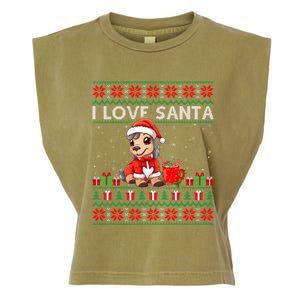 Ugly Xmas Holiday Horse I Love Santa Horse Christmas Gift Garment-Dyed Women's Muscle Tee