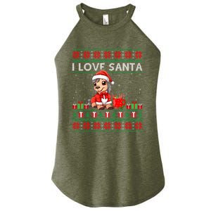 Ugly Xmas Holiday Horse I Love Santa Horse Christmas Gift Women's Perfect Tri Rocker Tank