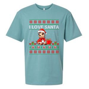 Ugly Xmas Holiday Horse I Love Santa Horse Christmas Gift Sueded Cloud Jersey T-Shirt