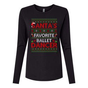 Ugly Xmas Lighting SantaS Favorite Ballet Dancer Christmas Cute Gift Womens Cotton Relaxed Long Sleeve T-Shirt