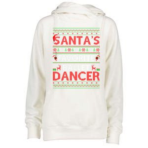 Ugly Xmas Lighting SantaS Favorite Ballet Dancer Christmas Cute Gift Womens Funnel Neck Pullover Hood