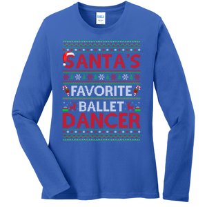 Ugly Xmas Lighting SantaS Favorite Ballet Dancer Christmas Cute Gift Ladies Long Sleeve Shirt