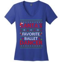 Ugly Xmas Lighting SantaS Favorite Ballet Dancer Christmas Cute Gift Women's V-Neck T-Shirt