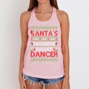 Ugly Xmas Lighting SantaS Favorite Ballet Dancer Christmas Cute Gift Women's Knotted Racerback Tank