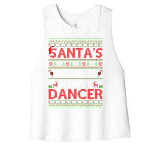 Ugly Xmas Lighting SantaS Favorite Ballet Dancer Christmas Cute Gift Women's Racerback Cropped Tank