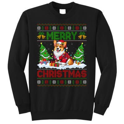 Ugly Xmas Lighting Santa Cardigan Welsh Corgi Dog Christmas Tank Top Tall Sweatshirt