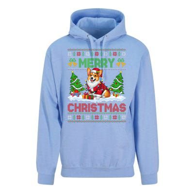 Ugly Xmas Lighting Santa Cardigan Welsh Corgi Dog Christmas Tank Top Unisex Surf Hoodie