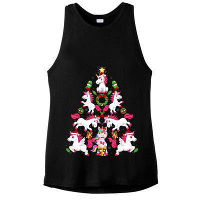 Unicorn Xmas Lighting Tree Unicorn Christmas Ladies PosiCharge Tri-Blend Wicking Tank