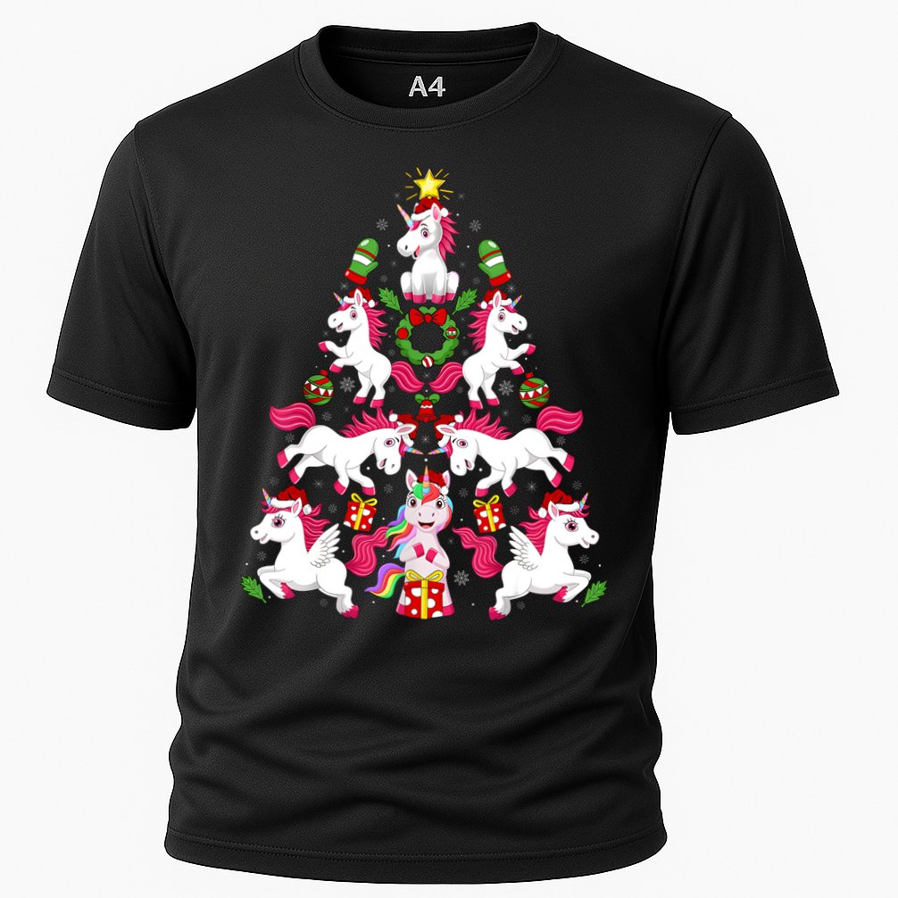 Unicorn Xmas Lighting Tree Unicorn Christmas Performance Shirt