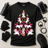 Unicorn Xmas Lighting Tree Unicorn Christmas Performance Shirt