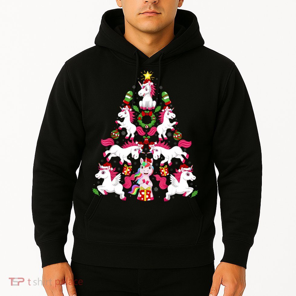 Unicorn Xmas Lighting Tree Unicorn Christmas Hoodie