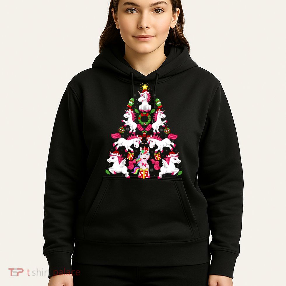 Unicorn Xmas Lighting Tree Unicorn Christmas Hoodie