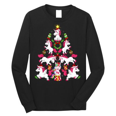 Unicorn Xmas Lighting Tree Unicorn Christmas Long Sleeve Shirt