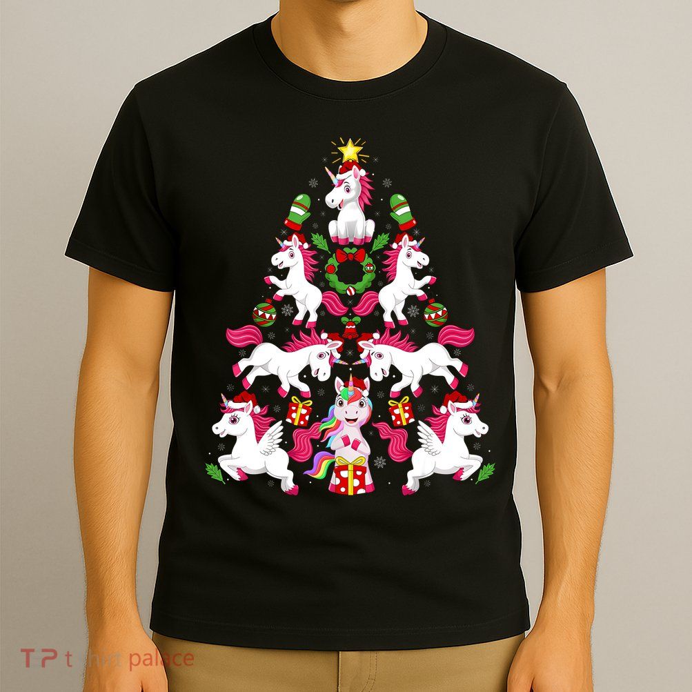 Unicorn Xmas Lighting Tree Unicorn Christmas T-Shirt