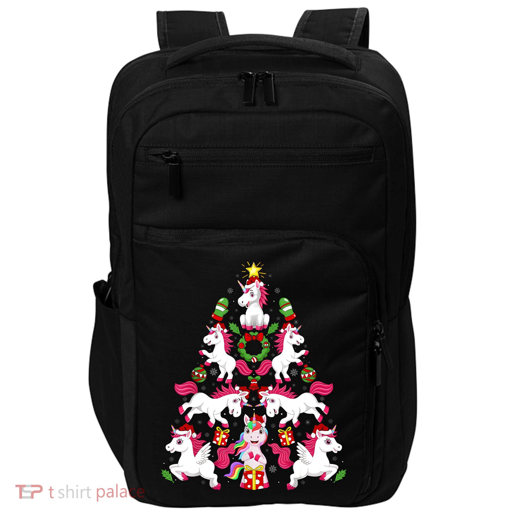 Unicorn Xmas Lighting Tree Unicorn Christmas Impact Tech Backpack