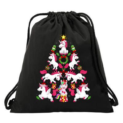 Unicorn Xmas Lighting Tree Unicorn Christmas Drawstring Bag