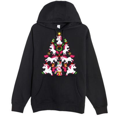 Unicorn Xmas Lighting Tree Unicorn Christmas Premium Pullover Hoodie