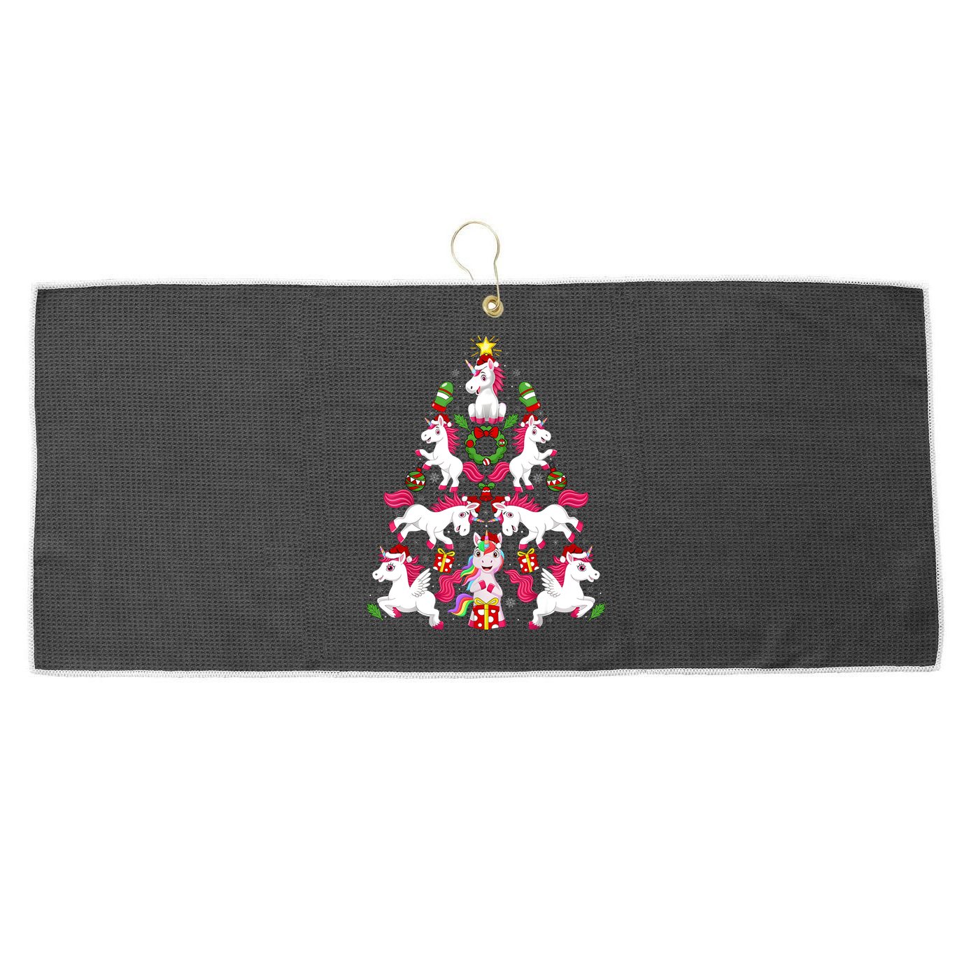 Unicorn Xmas Lighting Tree Unicorn Christmas Large Microfiber Waffle Golf Towel