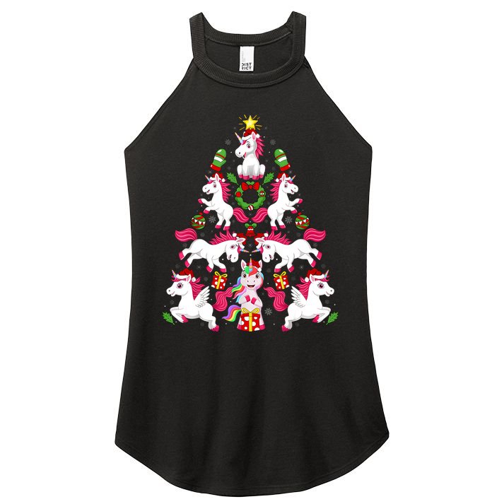 Unicorn Xmas Lighting Tree Unicorn Christmas Women's Perfect Tri Rocker Tank