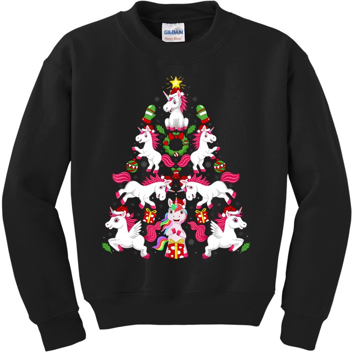 Unicorn Xmas Lighting Tree Unicorn Christmas Kids Sweatshirt