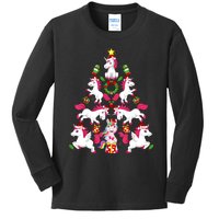 Unicorn Xmas Lighting Tree Unicorn Christmas Kids Long Sleeve Shirt