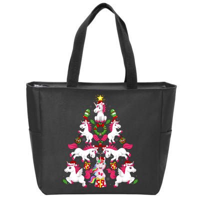 Unicorn Xmas Lighting Tree Unicorn Christmas Zip Tote Bag