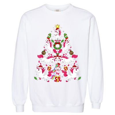 Unicorn Xmas Lighting Tree Unicorn Christmas Garment-Dyed Sweatshirt