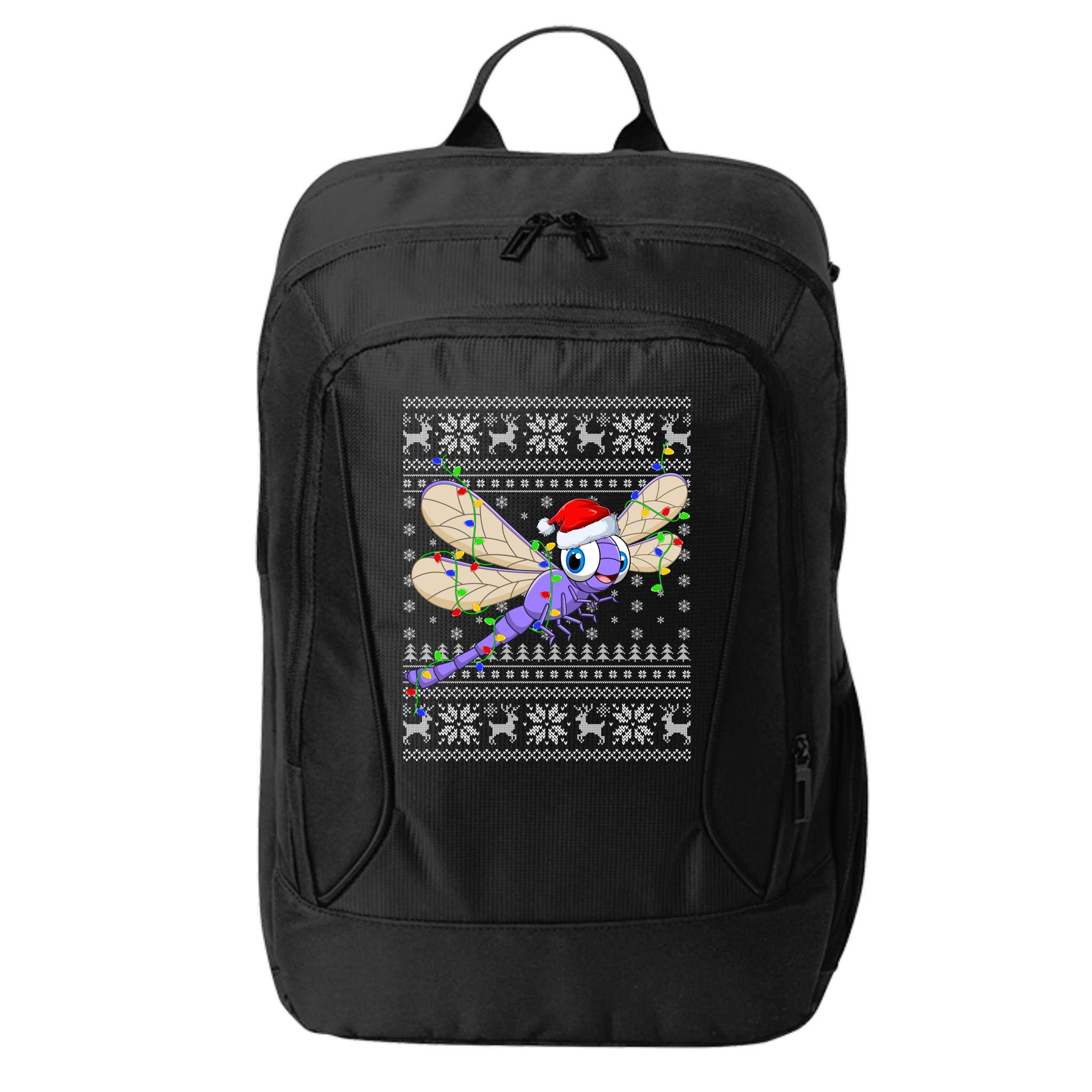 Ugly Xmas Lights Santa Hat Dragonfly Christmas Gift City Backpack