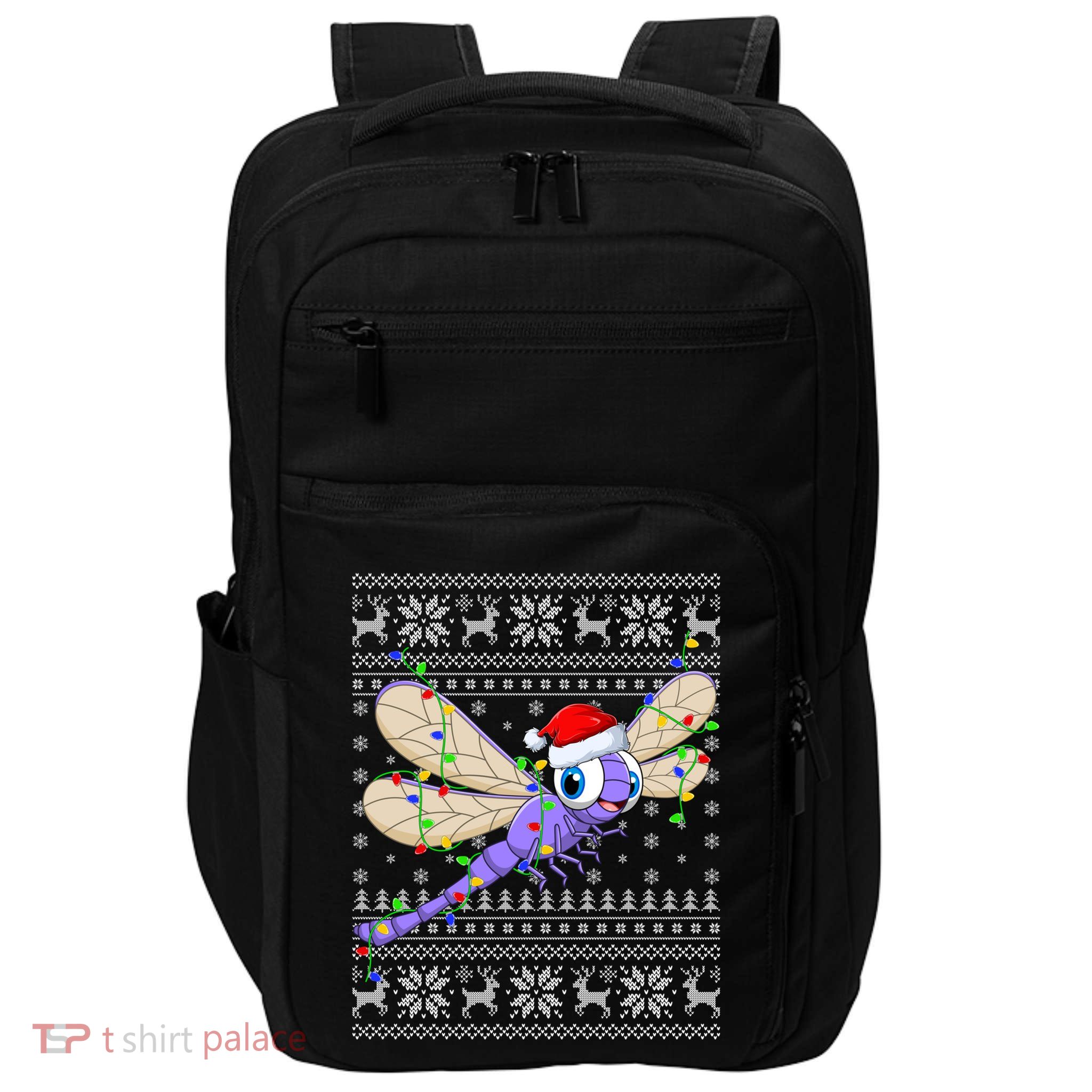 Ugly Xmas Lights Santa Hat Dragonfly Christmas Gift Impact Tech Backpack