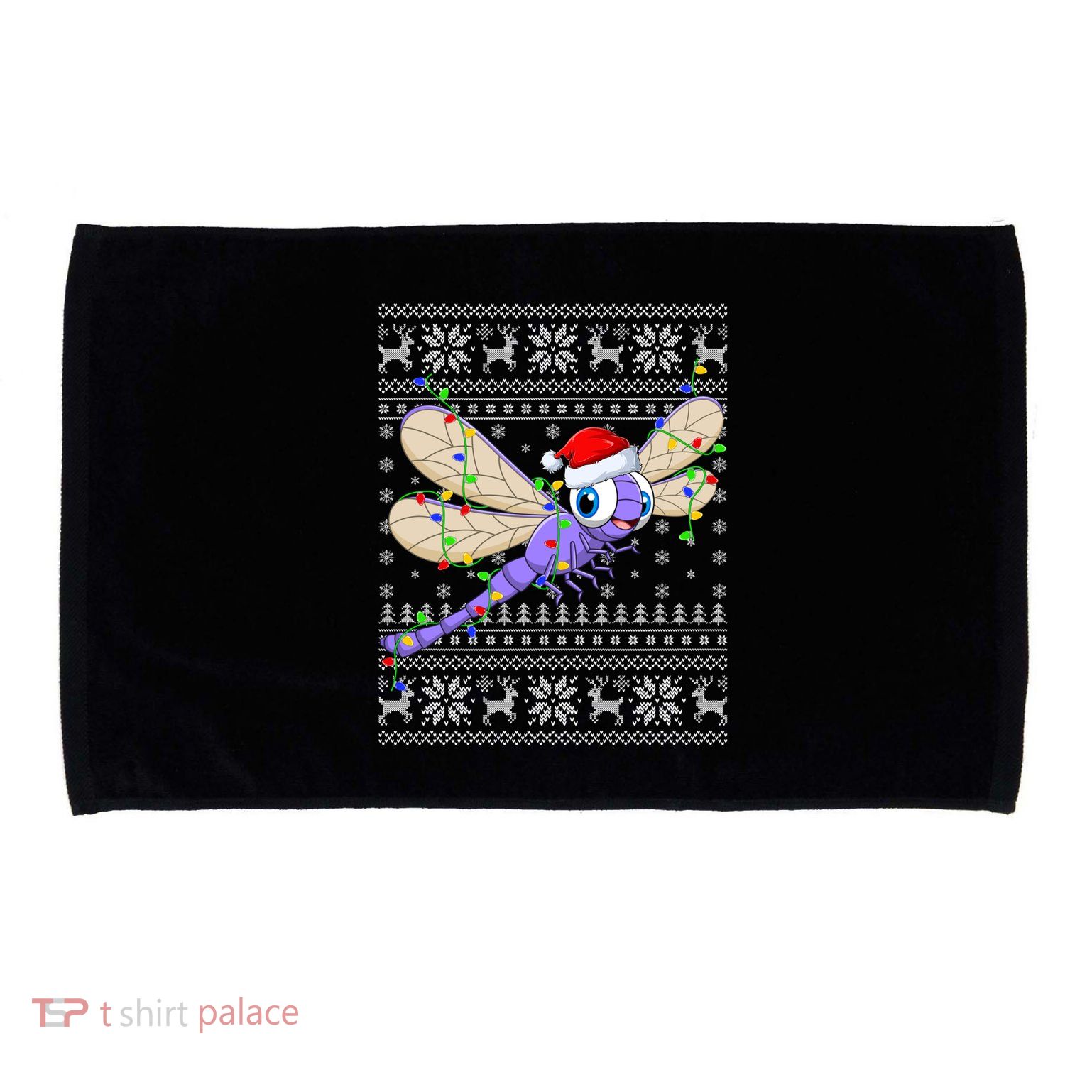 Ugly Xmas Lights Santa Hat Dragonfly Christmas Gift Microfiber Hand Towel