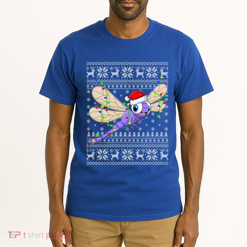 Ugly Xmas Lights Santa Hat Dragonfly Christmas Gift Tall T-Shirt