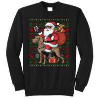 Ugly Xmas Lights Funny Santa Riding Ridgeback Dog Christmas Sweatshirt