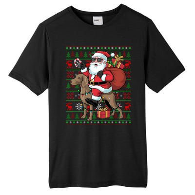 Ugly Xmas Lights Funny Santa Riding Ridgeback Dog Christmas Tall Fusion ChromaSoft Performance T-Shirt