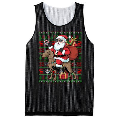 Ugly Xmas Lights Funny Santa Riding Ridgeback Dog Christmas Mesh Reversible Basketball Jersey Tank