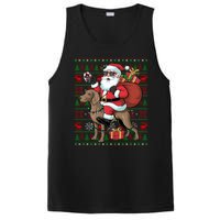 Ugly Xmas Lights Funny Santa Riding Ridgeback Dog Christmas PosiCharge Competitor Tank